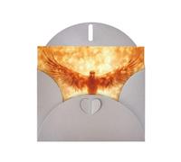 WZYWHJ Gray Holiday Greeting Card for Christmas, Birthday, Anniversary & more Firebird with wings spread Pattern