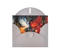 WZYWHJ Gray Holiday Greeting Card for Christmas, Birthday, Anniversary & more Phoenix and Rose Picture