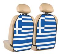 WZYWHJ Greek Flag Picture Car seat Anti Kick Storage pad 2 Pieces, Multi-Functional Storage Bag seat Protector After Installation