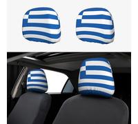 WZYWHJ Greek Flag Printed Car Pillowcase 2 Pieces, seat Cover Accessories, Protective Cover Universal