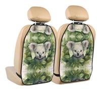 WZYWHJ Green Leaf Koala Printed Car seat Anti Kick Storage pad 2 Pieces, Multi-Functional Storage Bag seat Protector After Installation