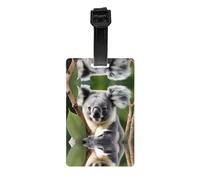 WZYWHJ Green Leaf Koala Printing Luggage Bag Tags, Men's and Women's Travel Privacy Protection Labels