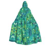 WZYWHJ green sequin sparkle Pattern aldult Cosplay Poncho Hooded Cloak for men and women Halloween Party
