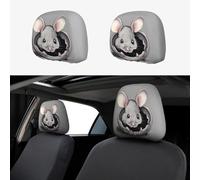 WZYWHJ Grey Rat Printed Car Pillowcase 2 Pieces, seat Cover Accessories, Protective Cover Universal