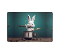 WZYWHJ Handsome Little Rabbit Drummer Printing Anti-Slip Floor mat Carpet Rug 72"x48" for Living Room Office Coffee Table Bed Balcony