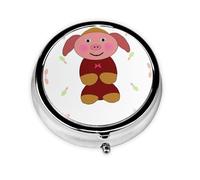 WZYWHJ Happy Cartoon Pig Printed Circular Medicine Box Storage, Portable Travel with compartments, mini Pill Dispenser