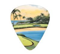 Wzywhj Hawaii Beach Golf Course Pattern Guitar Pick Easy Grip Uke Picks For Your Bass, Ukulele, Acoustic And Electric Guitarï¼Œ12 Piece