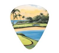 Wzywhj Hawaii Beach Golf Course Pattern Guitar Pick Easy Grip Uke Picks For Your Bass, Ukulele, Acoustic And Electric Guitar，12 Piece