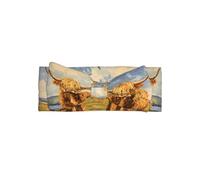WZYWHJ Highland cows on the grassland Printing baby bow headbands and elastic soft hair accessories for newborns and girls