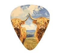 Wzywhj Highland Cows On The Grassland Printing Guitar Plectrum Easy Grip Uke Picks Holding， Ukulele, Acoustic And Electric Guitar，12 Piece