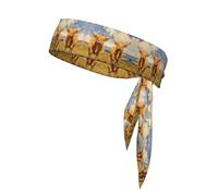 WZYWHJ Highland cows on the grassland Printing Headbands,Sports Head Tie,Headband for Men and Women,Hair Band for Running Workout Football