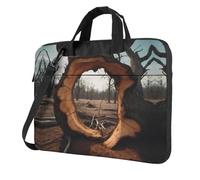 WZYWHJ Hole in dead tree Printing Laptop Bag - with Soft Interior, Multiple Pockets - Ideal for Men, Travel and Business, Black, 13 inch