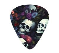 Wzywhj Horrible Dark Skulls Flowers Pattern Picture Guitar Pick Easy Grip Uke Picks Comfortable Feel, Ukulele, Acoustic And Electric Guitar，Guitar Plectrums 12'S