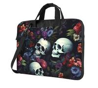 WZYWHJ horrible dark skulls flowers pattern Picture Ultra-thin portable single-shoulder laptop bag 15.6 inch computer accessories soft shockproof for laptops