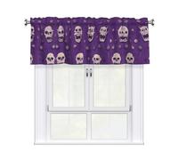 WZYWHJ Horror pattern on purple background Prints short curtains are durable, transparent and easy to install measuring 52W x 18L