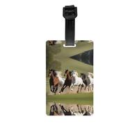 WZYWHJ Horses at The Gallop Picture Luggage Bag Tags, Men's and Women's Travel Privacy Protection Labels