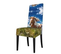 WZYWHJ Horses on The Prairie Pattern Detachable Chair Cover Quick Installation and Easy Maintenance Suitable for Square Chair Backs