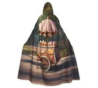 WZYWHJ Ice cream on the mushroom cart Printing aldult Cosplay Poncho Hooded Cloak for men and women Halloween Party