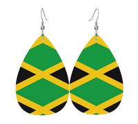 WZYWHJ jamaica flag Picture Ladies' leather earrings, simple water droplet pendant, fashionable holiday gift