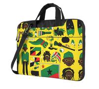 WZYWHJ Jamaican Elements Prints Laptop Bag - with Soft Interior, Multiple Pockets - Ideal for Men, Travel and Business, Black, 14 inch