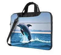WZYWHJ Jumping up dolphins Prints Laptop Bag - with Soft Interior, Multiple Pockets - Ideal for Men, Travel and Business, Black, 13 inch