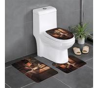 WZYWHJ Kangaroo Playing Piano Printing Bathroom mat Sets of 3 Bathroom Floor Mats,Non-Slip, Durable,Does Easy to Clean Suitable for Bathroom and Toilet