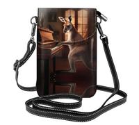 WZYWHJ Kangaroo playing piano Printing Leather Crossbody Flap Phone Bag - Versatile Gift for Women Walking, Camping, Shopping, and Travel