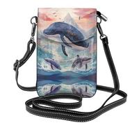 WZYWHJ Killer whales in the waves Printing Leather Crossbody Flap Phone Bag - Versatile Gift for Women Walking, Camping, Shopping, and Travel