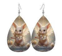 WZYWHJ Kind little rabbit angel Picture Ladies' leather earrings, simple water droplet pendant, fashionable holiday gift