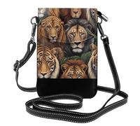 WZYWHJ King of the Jungle Pattern Women's leather phone bag crossbody package with adjustable shoulder strap