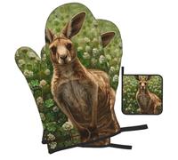 WZYWHJ Koala in The Clover Picture Oven Gloves and Pot Rack 3-Piece Set Thickened Long Kitchen mitt