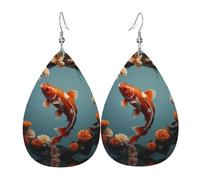 WZYWHJ Koi in a wreath Picture Ladies' leather earrings, simple water droplet pendant, fashionable holiday gift