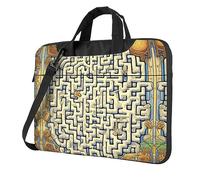 WZYWHJ Labyrinth Treasure Map Prints Laptop Bag - with Soft Interior, Multiple Pockets - Ideal for Men, Travel and Business, Black, 13 inch