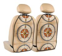 WZYWHJ Law of The Compass Navigation Prints Car seat Anti Kick Storage pad 2 Pieces, Multi-Functional Storage Bag seat Protector After Installation