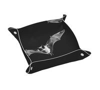 WZYWHJ Leather Storage Tray for Bedside Table, Desk, Dressing Table, and More - Easy to Clean Medium Bats in The Sky Printed
