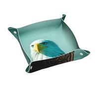 WZYWHJ Leather Storage Tray for Bedside Table, Desk, Dressing Table, and More - Easy to Clean Medium Brave Eagle Picture