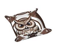 WZYWHJ Leather Storage Tray for Bedside Table, Desk, Dressing Table, and More - Easy to Clean Medium Cartoon Owl Picture