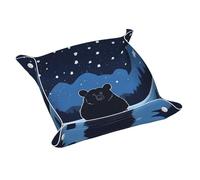 WZYWHJ Leather Storage Tray for Bedside Table, Desk, Dressing Table, and More - Easy to Clean Small Bear Bathing Under The Stars Picture