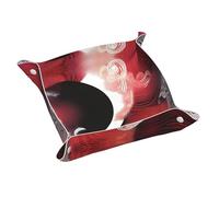 WZYWHJ Leather Storage Tray for Bedside Table, Desk, Dressing Table, and More - Easy to Clean Small Tai Chi Abstract Pattern Printing