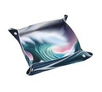 WZYWHJ Leather Storage Tray for Bedside Table, Desk, Dressing Table, and More - Easy to Clean Small vast Tsunami Printed