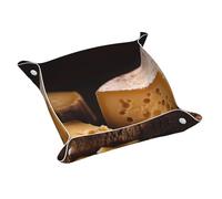 WZYWHJ Leather Storage Tray - Quality Scratch Resistant Waterproof Tray for Keys, Watches, Jewelry, and More M cheese Picture