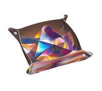 WZYWHJ Leather Storage Tray - Quality Scratch Resistant Waterproof Tray for Keys, Watches, Jewelry, and More M Holographic Origami Picture