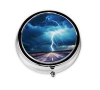 WZYWHJ lightning in a flash Printed Circular medicine box storage, portable travel with compartments, mini pill dispenser