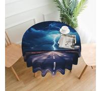 WZYWHJ lightning in a flash Printed Round long tablecloth anti overflow and wrinkle resistant dining table cloth 60 inches
