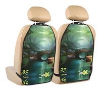 WZYWHJ Little Bridge in The East Printing Car seat Anti Kick Storage pad 2 Pieces, Multi-Functional Storage Bag seat Protector After Installation