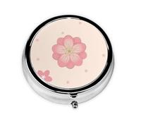 WZYWHJ Little Cherry Blossoms Pattern Circular Medicine Box Storage, Portable Travel with compartments, mini Pill Dispenser
