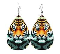 WZYWHJ Little fat tiger head Picture Ladies' leather earrings, simple water droplet pendant, fashionable holiday gift