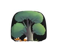 WZYWHJ Little Fox Behind The Tree Picture Seat Head Pillowcase Car Truck General Motors Parts Protective Cover one Pack