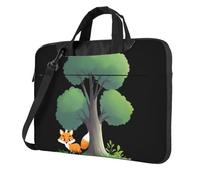 WZYWHJ Little fox behind the tree Printing Laptop Bag - with Soft Interior, Multiple Pockets - Ideal for Men, Travel and Business, Black, 13 inch