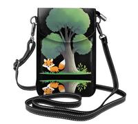 WZYWHJ Little fox behind the tree Printing Leather Crossbody Flap Phone Bag - Versatile Gift for Women Walking, Camping, Shopping, and Travel